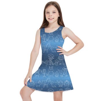 Girls Sleeveless Dress - Toy Story Line Drawings