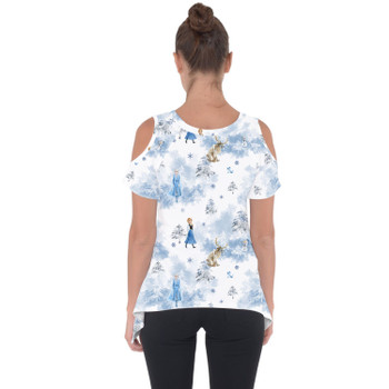 Cold Shoulder Tunic Top - Winter Landscape Frozen Inspired