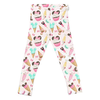 Girls' Leggings - Mouse Ears Snacks in Pastel Watercolor