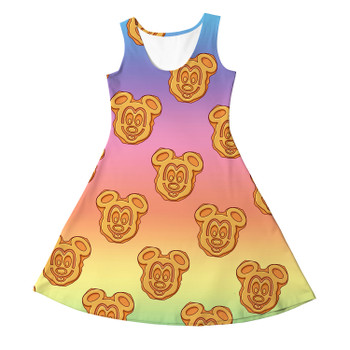 Girls Sleeveless Dress - Mickey Waffles Rainbow