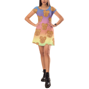 Short Sleeve Dress - Mickey Waffles Rainbow