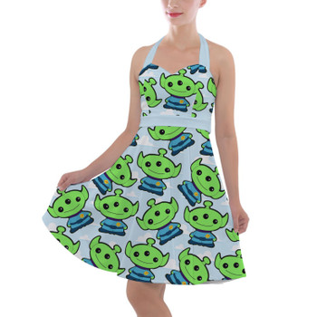 Halter Vintage Style Dress - Little Green Aliens Toy Story Inspired