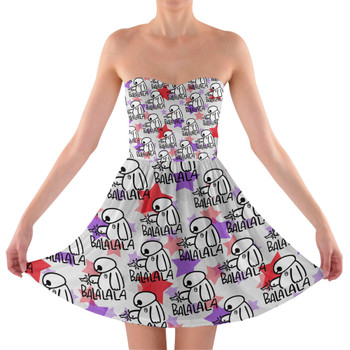 Sweetheart Strapless Skater Dress - Baymax Balala Big Hero 6 Inspired