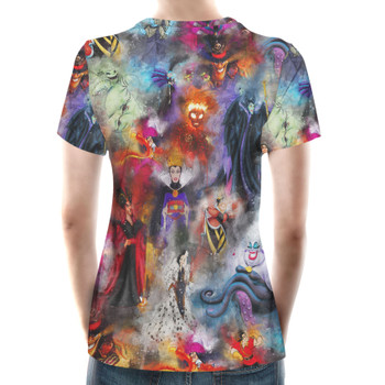 Women's Cotton Blend T-Shirt - Watercolor Villains