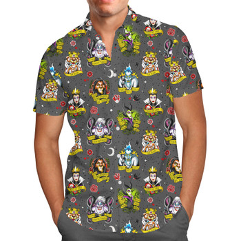 Men's Button Down Short Sleeve Shirt - Villain Tattoos