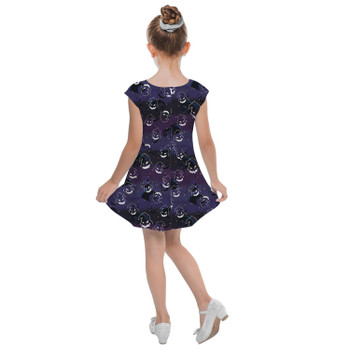 Girls Cap Sleeve Pleated Dress - Oogie Boogie Halloween Inspired