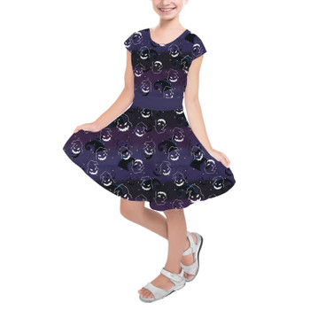 Girls Short Sleeve Skater Dress - Oogie Boogie Halloween Inspired