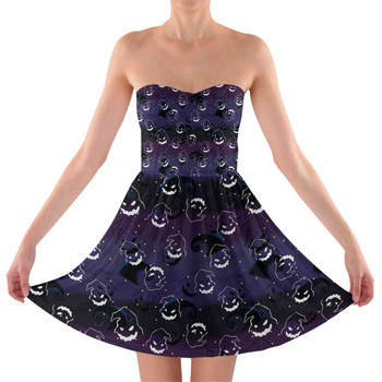 Sweetheart Strapless Skater Dress - Oogie Boogie Halloween Inspired