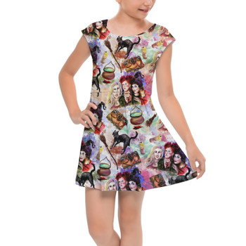 Girls Cap Sleeve Pleated Dress - Hocus Pocus Halloween Inspired