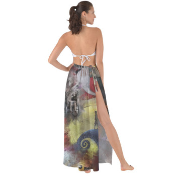 Maxi Sarong Skirt - Watercolor Nightmare Before Christmas