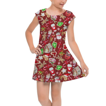 Girls Cap Sleeve Pleated Dress - Disney Christmas Snack Goals