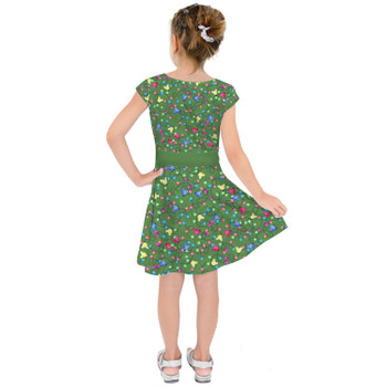 Girls Short Sleeve Skater Dress - Mouse Ears Christmas Lights