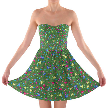 Sweetheart Strapless Skater Dress - Mouse Ears Christmas Lights