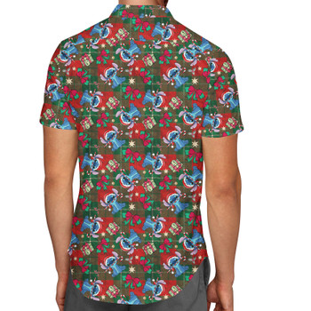 Men's Button Down Short Sleeve Shirt - Happy Stitch Christmas