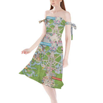 Strapless Bardot Midi Dress - Magic Kingdom Map
