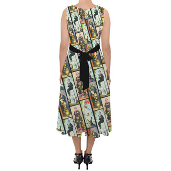 Belted Chiffon Midi Dress - Haunted Mansion Stretch Paintings