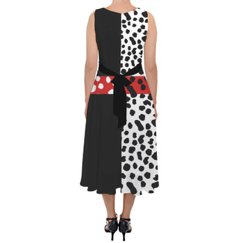 Belted Chiffon Midi Dress - Cruella de Vil Villains Inspired