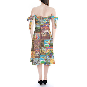 Strapless Bardot Midi Dress - Frontierland Vintage Attraction Posters