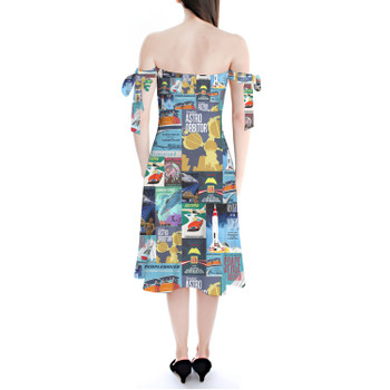 Strapless Bardot Midi Dress - Tomorrowland Vintage Attraction Posters