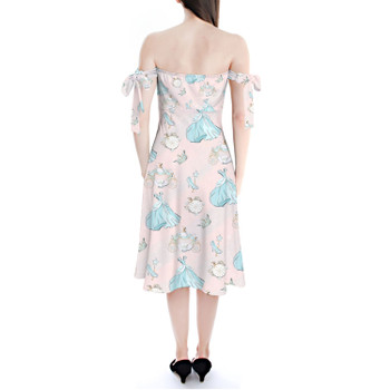 Strapless Bardot Midi Dress - Almost Midnight Cinderella Inspired