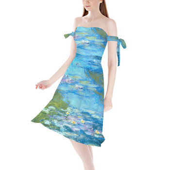Strapless Bardot Midi Dress - Monet Water Lillies