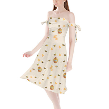 Strapless Bardot Midi Dress - Hunny Pots Winnie The Pooh Inspired