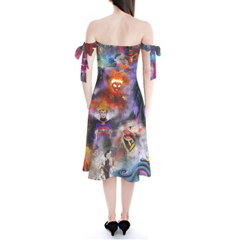 Strapless Bardot Midi Dress - Watercolor Villains