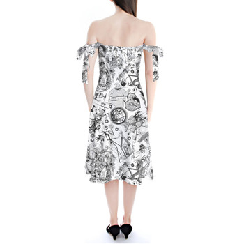 Strapless Bardot Midi Dress - Nightmare Sketches Halloween Inspired