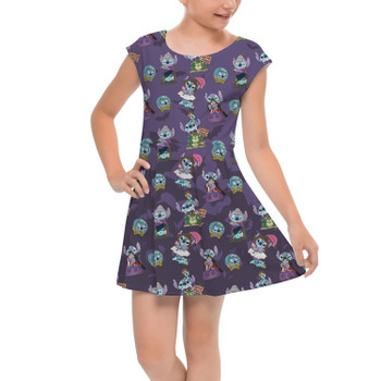 Girls Cap Sleeve Pleated Dress - Haunted Stitch