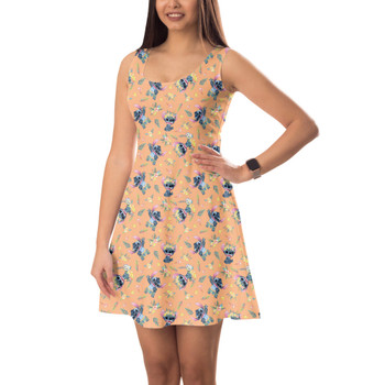 Sleeveless Flared Dress - Tropical Stitch