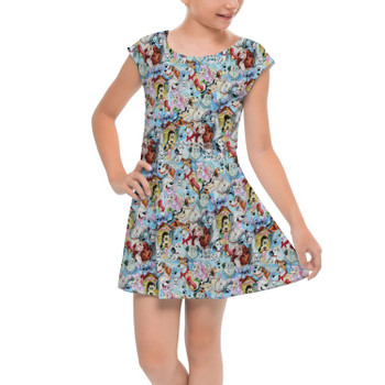 Girls Cap Sleeve Pleated Dress - Dogs of Disney