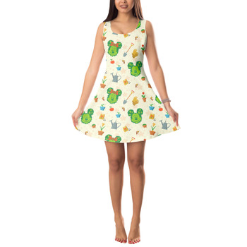 Sleeveless Flared Dress - Flower & Garden Festival