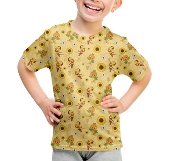 Youth Cotton Blend T-Shirt - Spike The Bee and Orange Bird