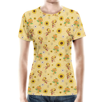 Women's Cotton Blend T-Shirt - Spike The Bee and Orange Bird