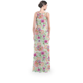 Flared Maxi Dress - Peachy Floral Minnie Ears