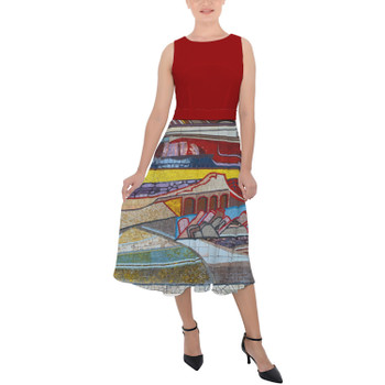 Belted Chiffon Midi Dress - The Mosaic Wall
