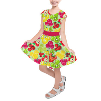 Girls Short Sleeve Skater Dress - Mickey's Fruit Fiesta