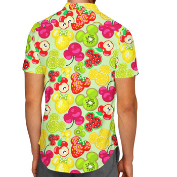 Men's Button Down Short Sleeve Shirt - Mickey's Fruit Fiesta