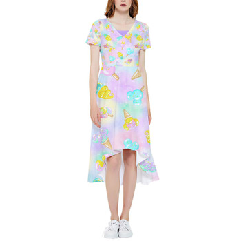 High Low Midi Dress - Pastel Ice Cream Dreams