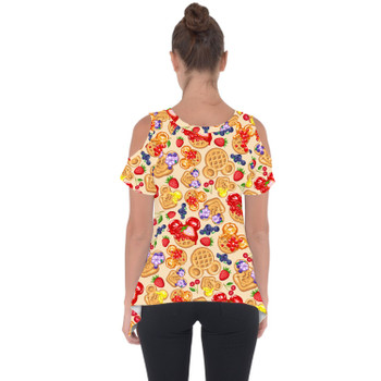 Cold Shoulder Tunic Top - Magical Breakfast Waffles