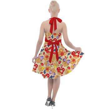 Halter Vintage Style Dress - Magical Breakfast Waffles