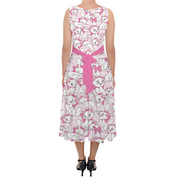 Belted Chiffon Midi Dress - Marie with her Pink Bow