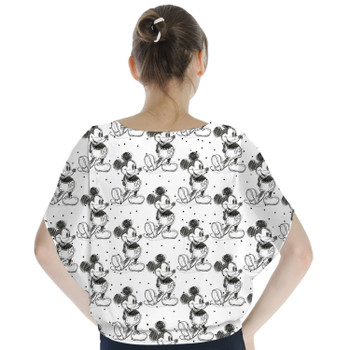 Batwing Chiffon Top - Sketch of Mickey Mouse