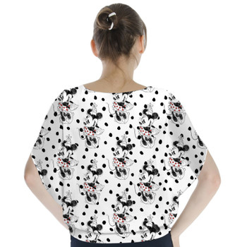 Batwing Chiffon Top - Sketch of Minnie Mouse