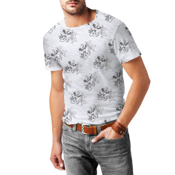 Men's Cotton Blend T-Shirt - Sketch of Steamboat Mickey