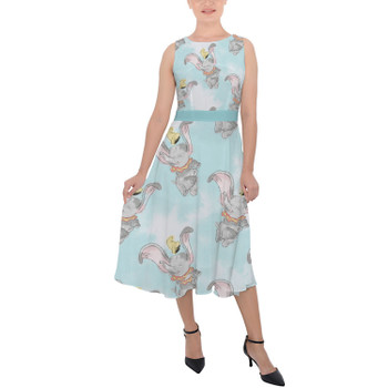 Belted Chiffon Midi Dress - Sketch of Dumbo