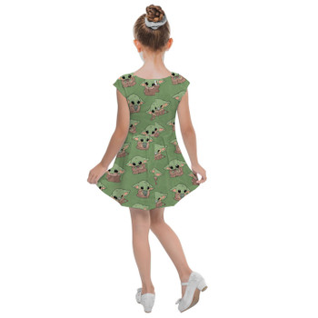 Girls Cap Sleeve Pleated Dress - The Child Catching Frogs