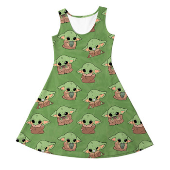 Girls Sleeveless Dress - The Child Catching Frogs