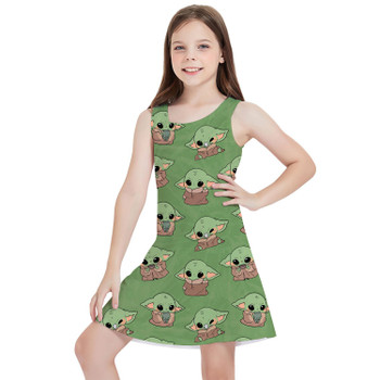 Girls Sleeveless Dress - The Child Catching Frogs