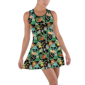 Cotton Racerback Dress - Watercolor Lion King Jungle